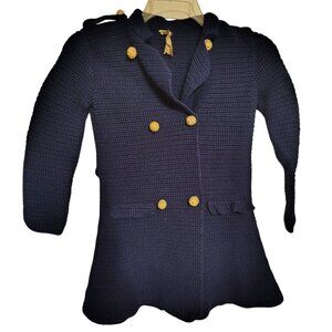 Vintage Sonderborg Denmark Cardigan Sweater Navy Blue Small Medium Button Front